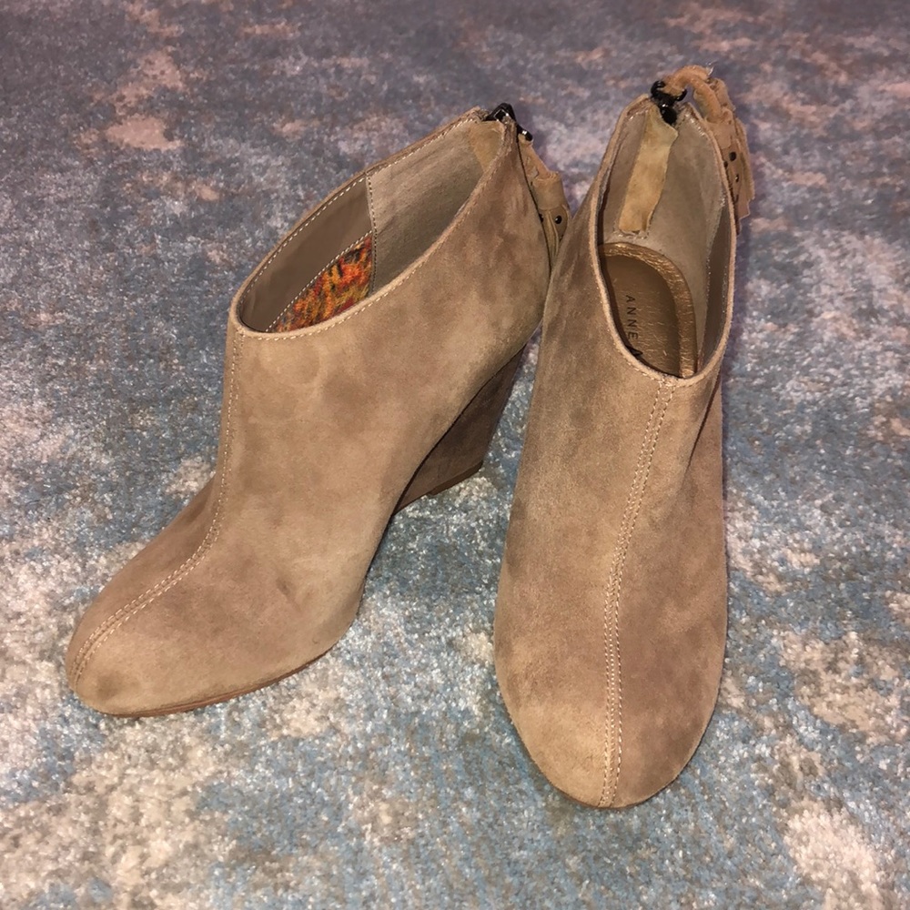Tan Leather and tops is suede like  Bootie